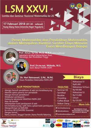 LSM XXVI: "Peran Matematika dan Pendidikan Matematika dalam Memajukan Kualitas Sumber Daya Manusia Guna Membangun Bangsa"
