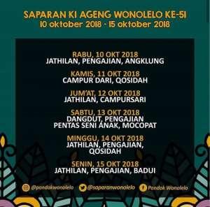 Jadwal Saparan Ki Ageng Wonolelo 10-15 Okt 2018