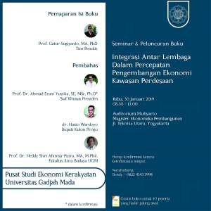 Peluncuran Buku dan Seminar Integrasi Antar Lembaga dalam Percepatan Pengembangan Ekonomi Kawasan Pedesaan