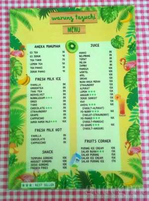 Menu minuman di Warung Taguchi