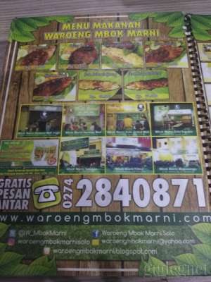 Menu warung Mbok Marni
