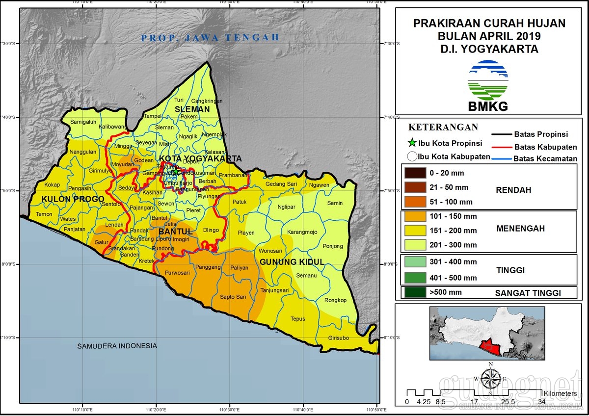 April di Jogja Masih Hujan Sedang Hingga Lebat