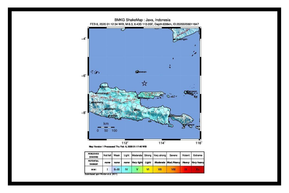 Gempa Tektonik M=6.3 Guncang Perairan Jawa Dini Hari Tadi