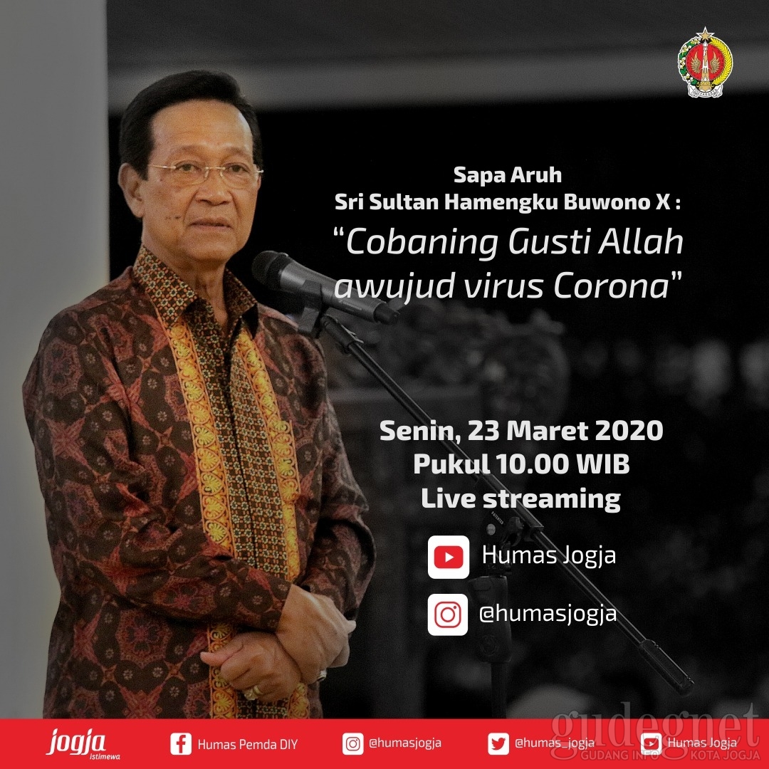 Yuk, Simak Live Streaming Pesan Sultan Tentang Corona Pagi ini